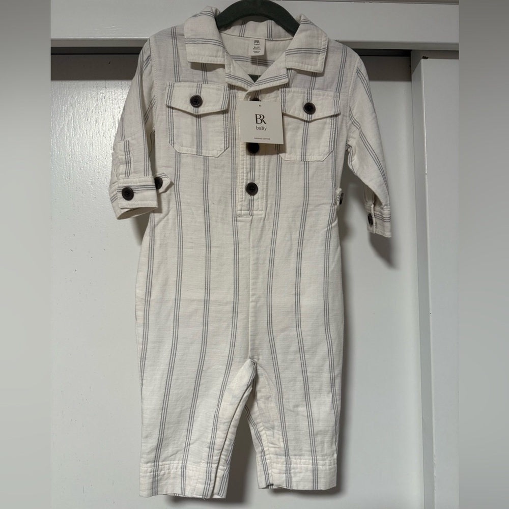 Banana Republic Striped Cream and Gray Kids One Piece